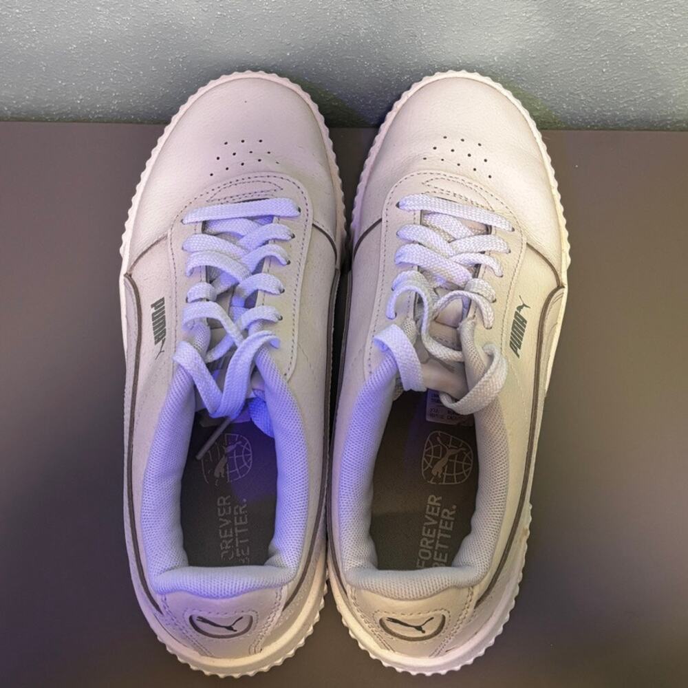 PUMA Carina 2.0 Women's Size 7 Sneakers White Leather Shoes #370325-02 - Picture 6 of 8